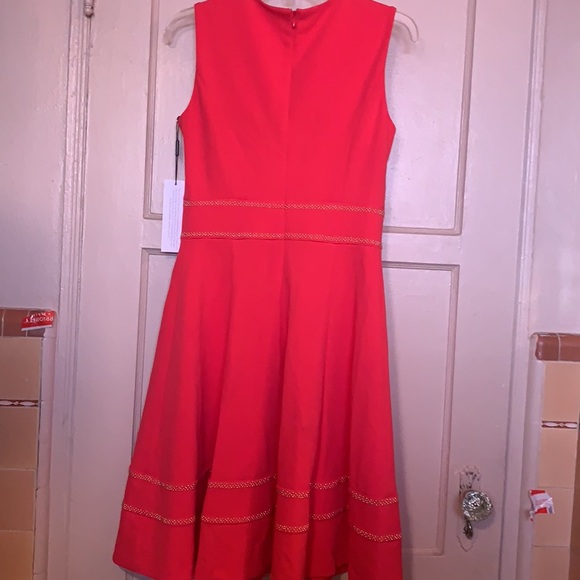 NEW CALVIN KLEIN SZ 6 DRESS FIT & FLARE COCKTAIL CORAL PEACH GOLDEN SEQUIN - Picture 11 of 16